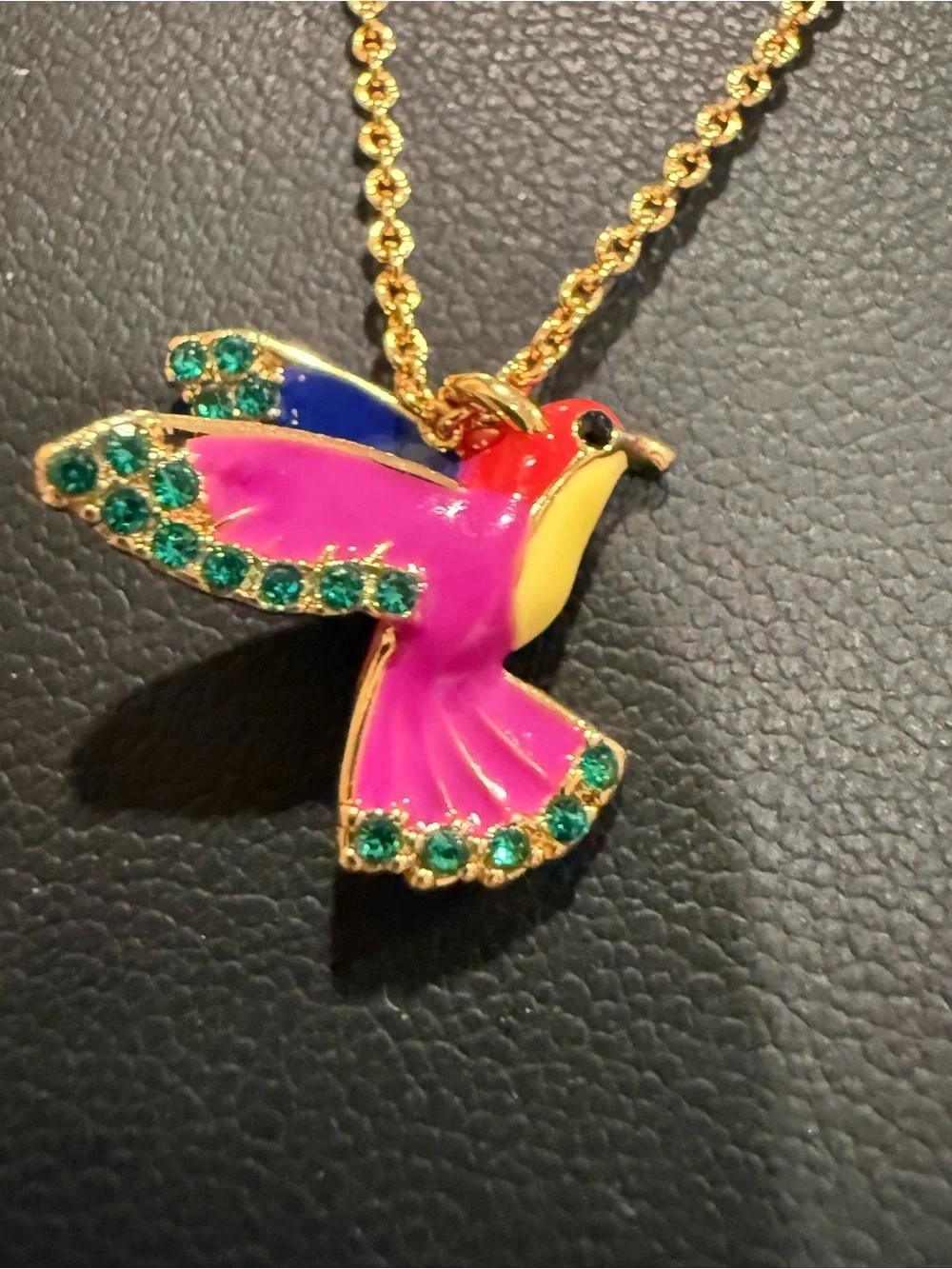 kate spade |♠️| Gold Plated & Crystal Pink Hummingbird Necklace & Earring Set